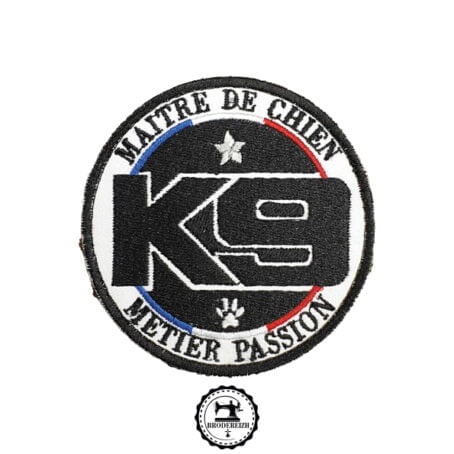 Écusson K9 Maitre chien métier passion noir 8cm